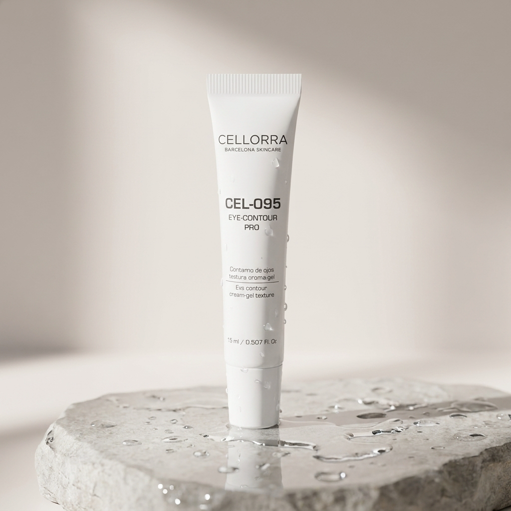 Cellorra Revive Eye Contour on wet stone pedestal