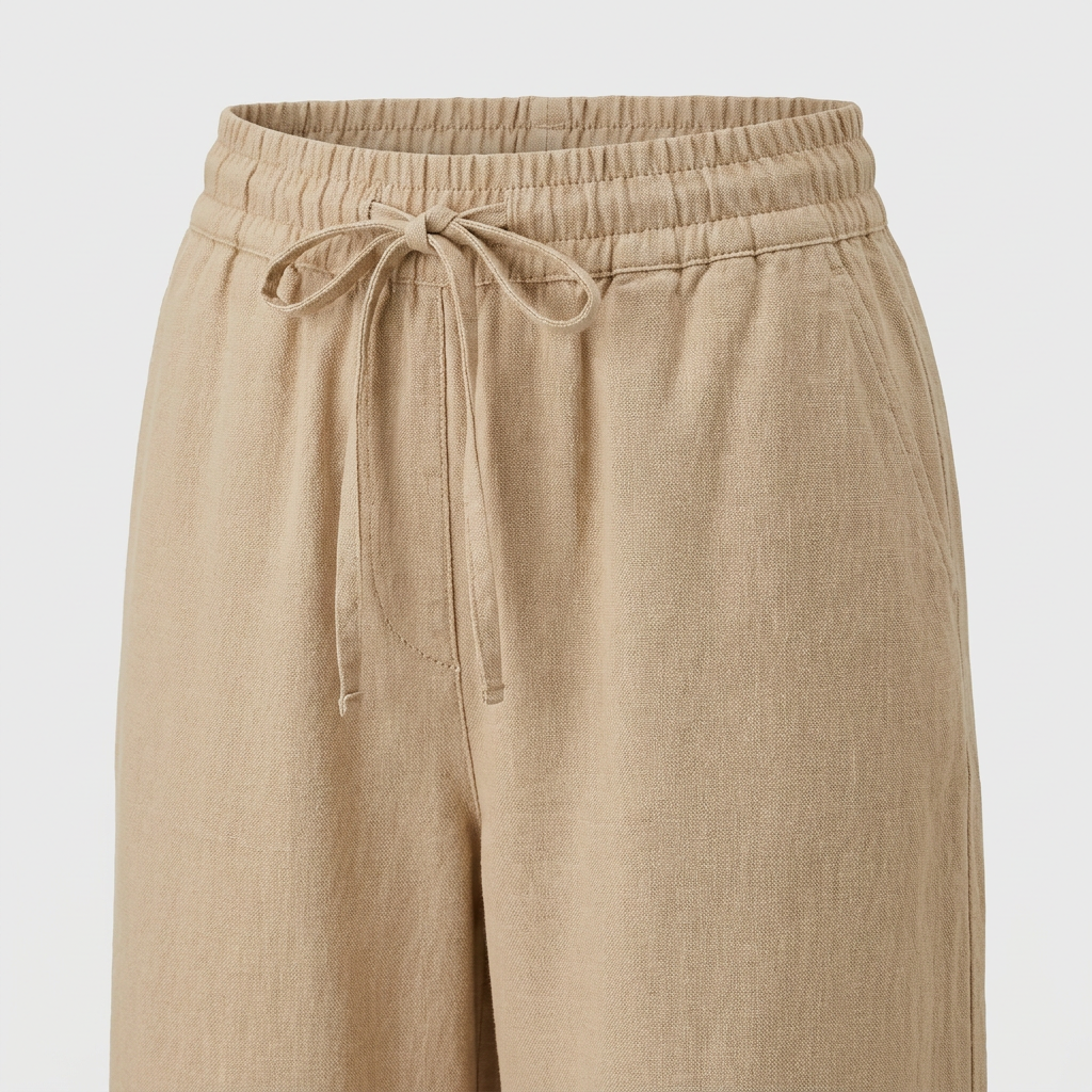 Wide-Leg High-Waist Pants fabric detail