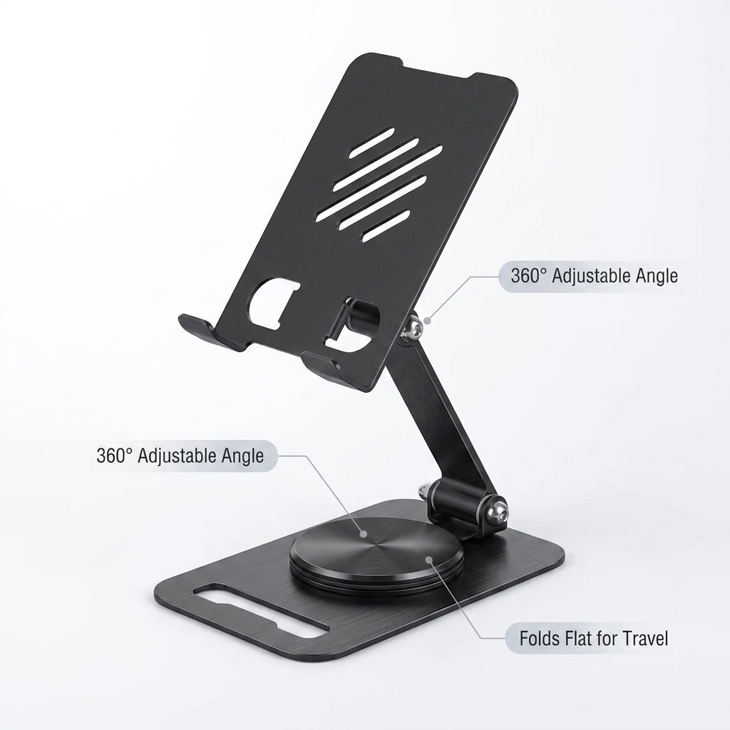 360 degree adjustable phone and tablet stand benefit highlights